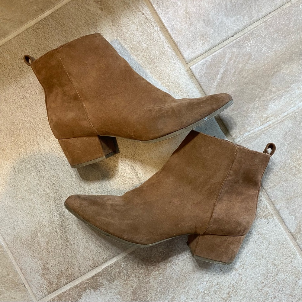 Brown suede booties